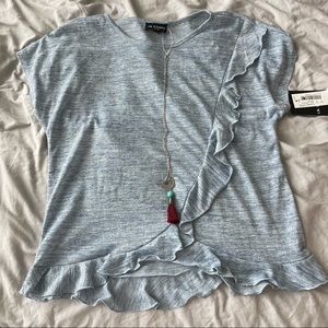 Blouse with Frills and Necklace